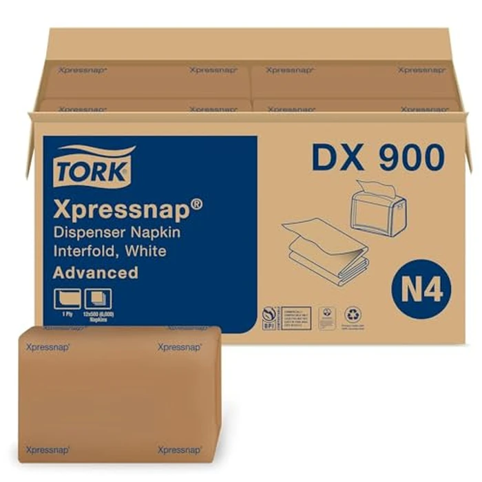 Tork Dx900 Xpressnap Interfold Dispenser Napkins, 1-ply, Bag-pack, 13x8 1/2, White (case Of 6, 000), by Tork - Used - Very Good condition