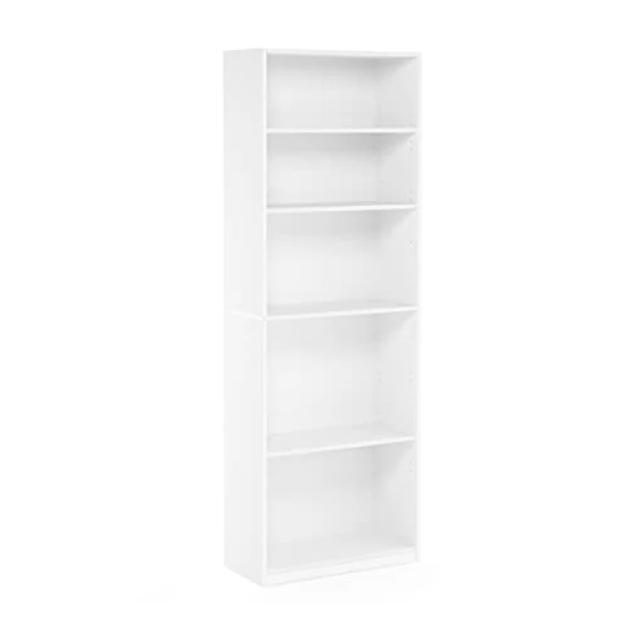 Furinno Jaya Book Shelf, 5-Tier Bookshelf, Bookcase with Adjustable Shelves, 9.5 x 24.5 x 71.2, for Living Room, Bedroom, Home Office, White by Furinno - Image 8