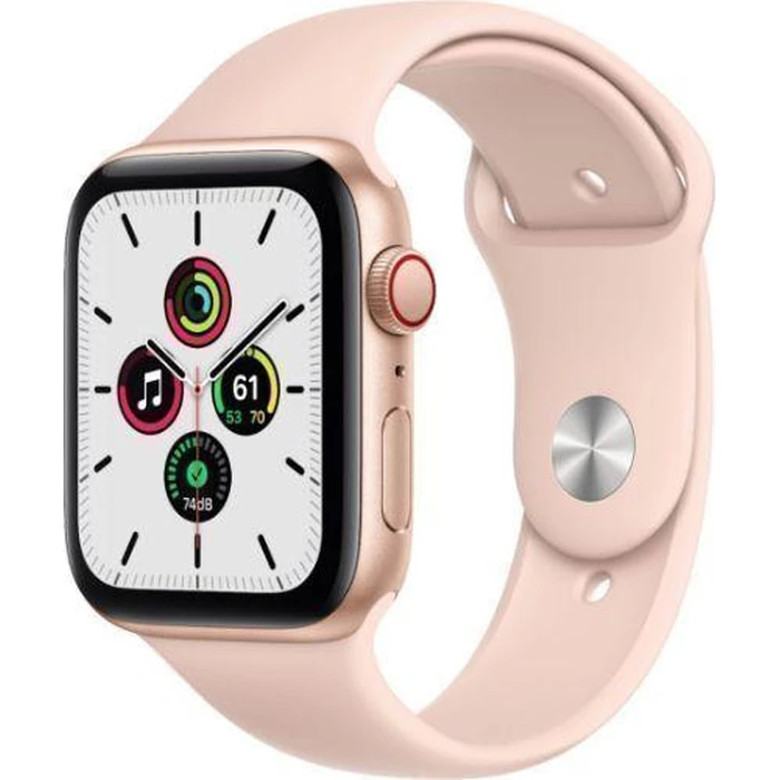 Apple Watch SE 1st Gen (2020) (GPS) - 32GB - 44mm - Gold Aluminum Case with Pink Sand Rubber Sport Band by Apple - Image 2