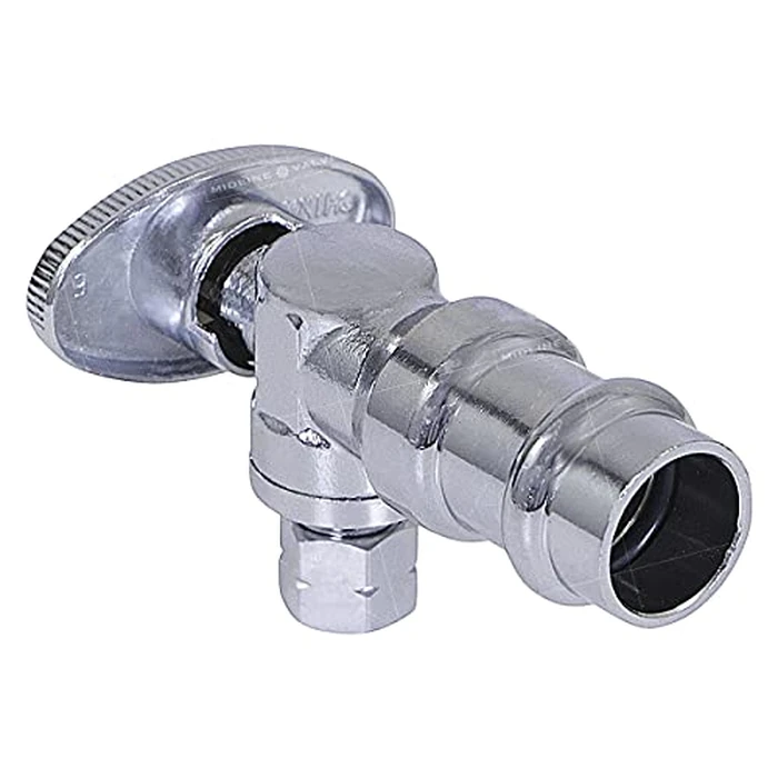 Midline Valve 92325QS-NL-Q 1/4 Turn Press Angle Stop Valve, 1/2" Press x 1/4" OD, Chrome Plated Brass by Midline Valve - Image 3