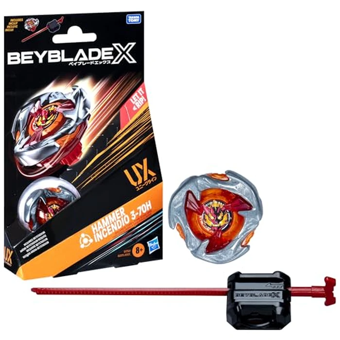 Beyblade X Hammer Incendio 3-70H UX Starter Pack Set with Balance Type Top and Launcher; Authentic Takara Tomy Battle Tops Games/Toys for Boys and Girls 8+ by Beyblade - Used - Very Good condition - US$12.63