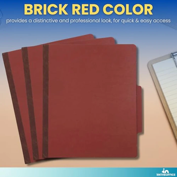 1InTheOffice Classification Folder, Red Pressboard Classification Folders, 1 Divider Letter Size, 2.5 Extension, 20 Pack by 1InTheOffice - Image 6