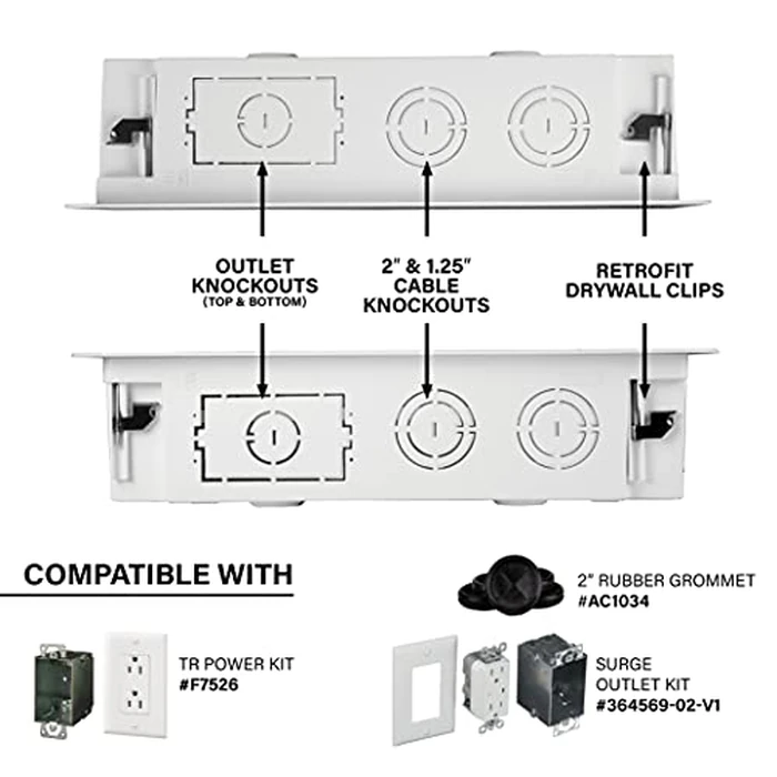 Legrand 9 Inch in-Wall Enclosure for TVs and Media Devices - Dual Purpose Electrical and Storage Box, White, Recessed Mount by On-Q - Image 7