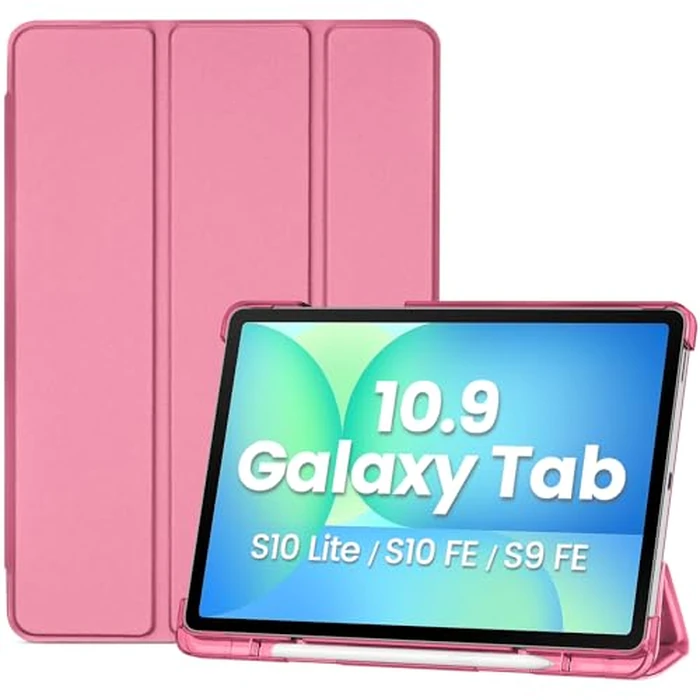 ProCase Smart Case for 10.9" Galaxy Tab S10 Lite 2025/ S10 FE/ S9 FE with S Pen Holder, 10.9 Inch Slim Trifold Stand Folio Hard Back Shell Protective Cover -Coralred by ProCase - Used - Good condition - CA$6.02