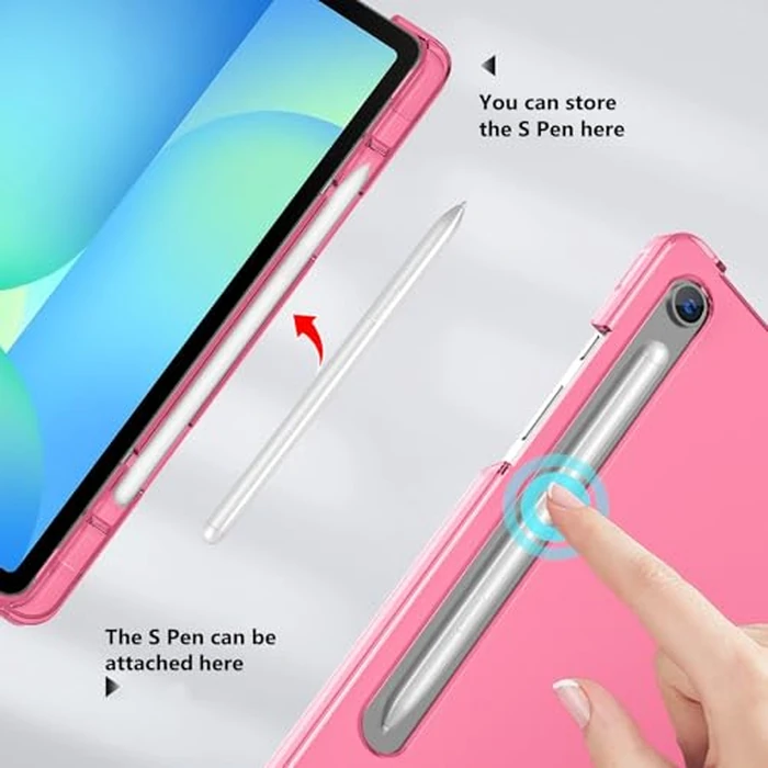ProCase Smart Case for 10.9" Galaxy Tab S10 Lite 2025/ S10 FE/ S9 FE with S Pen Holder, 10.9 Inch Slim Trifold Stand Folio Hard Back Shell Protective Cover -Coralred by ProCase - Image 4