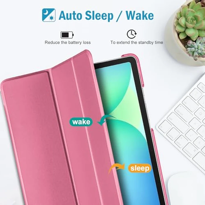 ProCase Smart Case for 10.9" Galaxy Tab S10 Lite 2025/ S10 FE/ S9 FE with S Pen Holder, 10.9 Inch Slim Trifold Stand Folio Hard Back Shell Protective Cover -Coralred by ProCase - Image 6