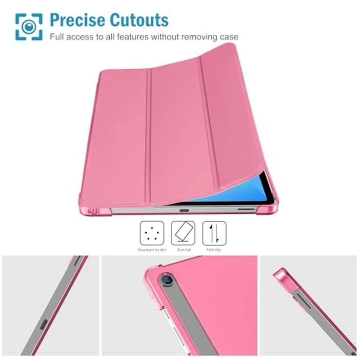 ProCase Smart Case for 10.9" Galaxy Tab S10 Lite 2025/ S10 FE/ S9 FE with S Pen Holder, 10.9 Inch Slim Trifold Stand Folio Hard Back Shell Protective Cover -Coralred by ProCase - Image 9