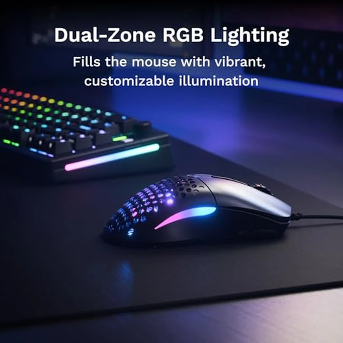 GLORIOUS Model O Eternal Ultralight RGB Gaming Mouse - Wired - 55g Lightweight - Customizable RGB Lighting - 6 Programmable Buttons - Symmetrical Design - 12K DPI Optical Sensor - PC/Mac - Black by GLORIOUS - Image 4