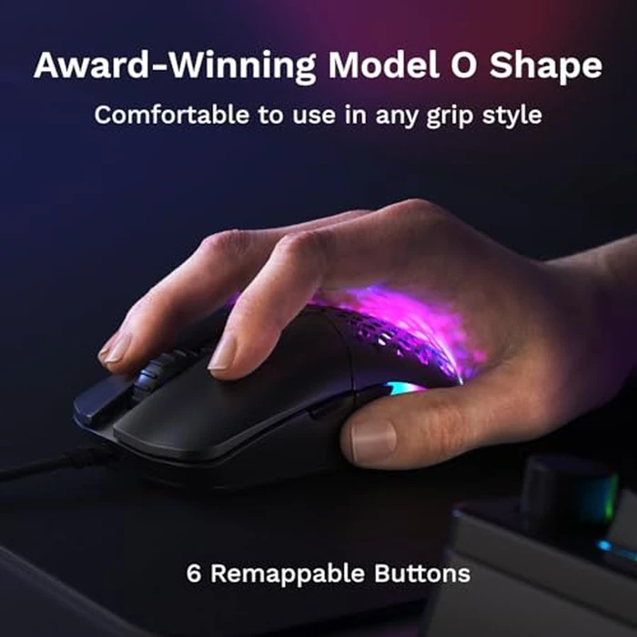 GLORIOUS Model O Eternal Ultralight RGB Gaming Mouse - Wired - 55g Lightweight - Customizable RGB Lighting - 6 Programmable Buttons - Symmetrical Design - 12K DPI Optical Sensor - PC/Mac - Black by GLORIOUS - Image 5