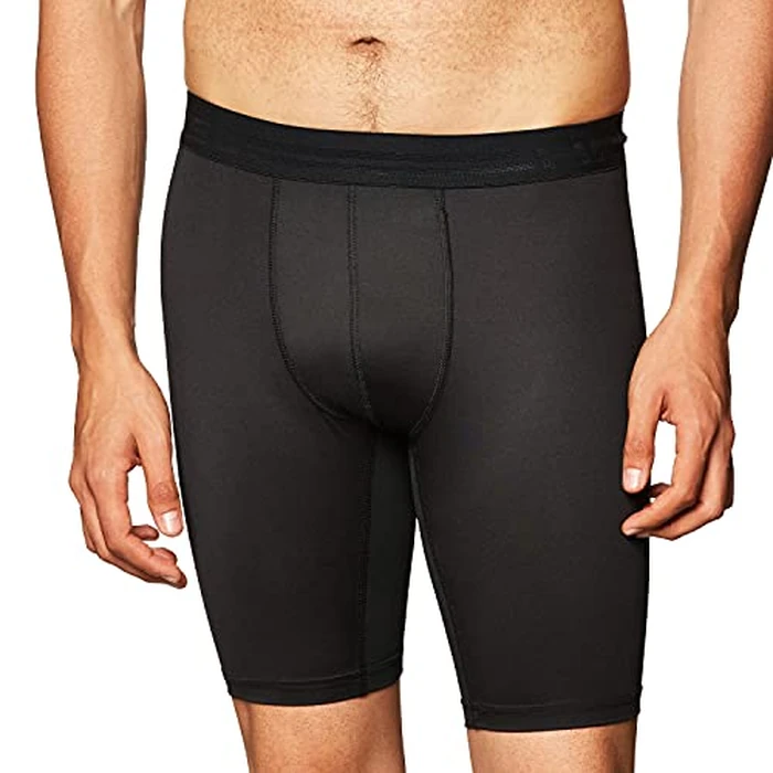 Hanes mens Sport Performance Compression Short, Ebony/Ebony, Small US by Hanes - Image 2