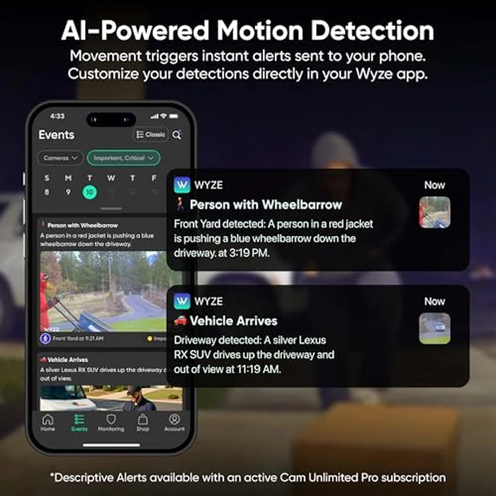 Wyze Window Camera, WiFi Indoor HD Home Security Camera, Upgraded Color Night Vision, Anti-Glare, AI-Powered Motion Detection, Easy & Quick Setup, 24/7 Recording, Works w/Alexa & Google by WYZE - Image 9