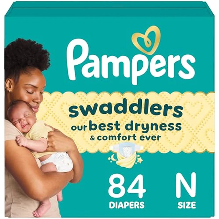Pampers Swaddlers Diapers, Size 0 (up to 10 lbs), 84 Count, Absorbent, Keeps Baby Dry and Comfortable, Skin Safe Disposable Baby Diaper (Packaging May Vary) by Pampers - Used - Like New condition - US$23.44