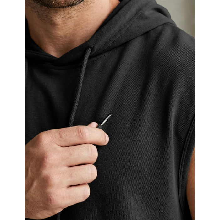 JMIERR Men's Sleeveless Drawstring Hooded Tank Tops T-Shirt - Casual Fashion Slim Fit Cotton Muscle Hoodies Sweatshirts Tee Shirt for Gym Workout Daily Wear, S, Black by JMIERR - Image 4