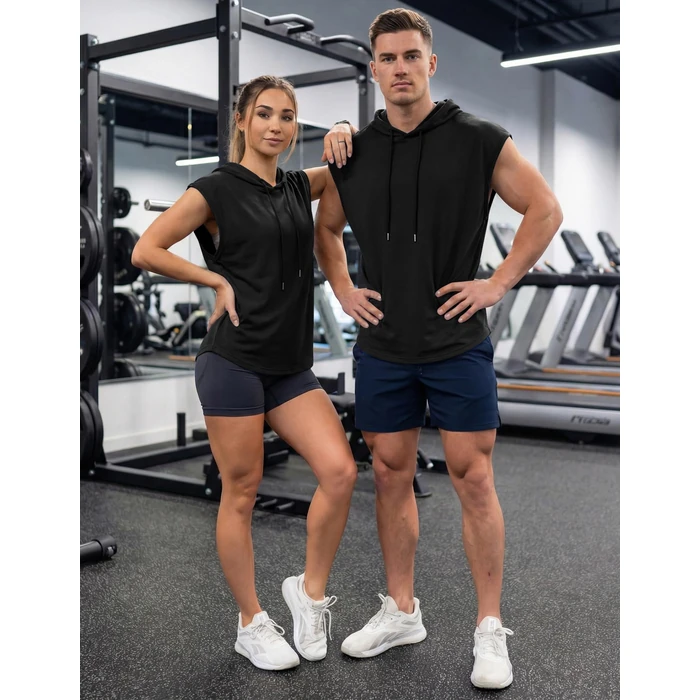 JMIERR Men's Sleeveless Drawstring Hooded Tank Tops T-Shirt - Casual Fashion Slim Fit Cotton Muscle Hoodies Sweatshirts Tee Shirt for Gym Workout Daily Wear, S, Black by JMIERR - Image 7