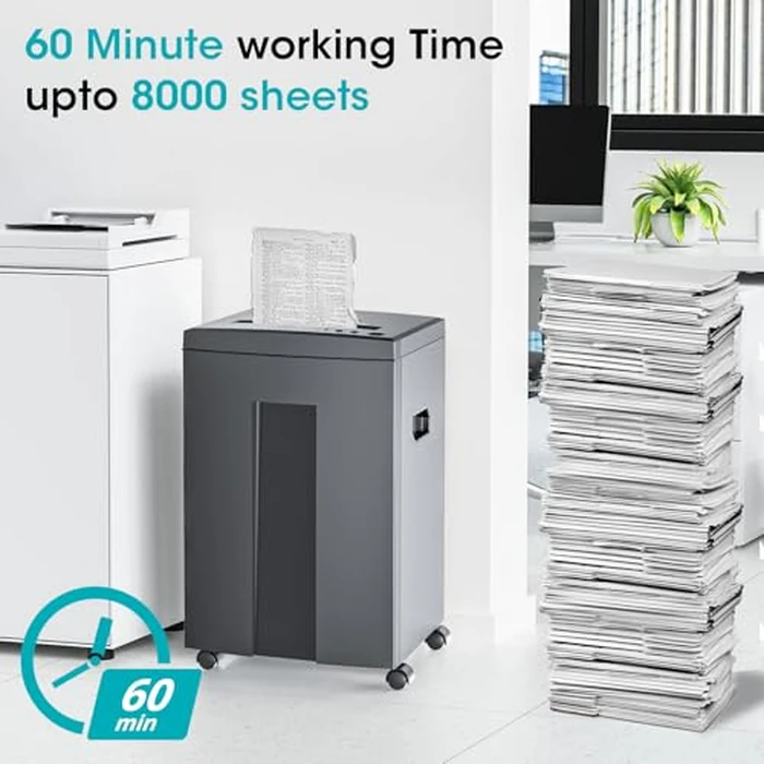 WOLVERINE 18-Sheet 60 Mins Running Time Cross Cut High Security Level P-4 Heavy Duty Paper/CD/Card Ultra Quiet Shredder for Home Office with 6 Gallons Pullout Waste Bin SD9611 (Grey ETL) by Wolverine - Image 3