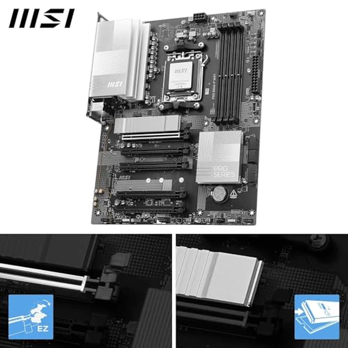 MSI PRO B840-P WiFi ProSeries Motherboard (AMD Ryzen 9000/8000/7000 Series Processors, AM5, DDR5, PCIe 4.0, M.2, SATA 6Gb/s, USB 3.2 Gen 2, HDMI/DP, Wi-Fi 6E, Bluetooth 5.3, 2.5Gbps LAN, ATX) by MSI - Image 3
