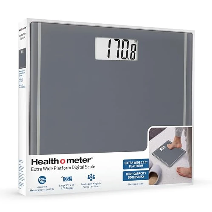 Health o meter Extra Wide Digital Bathroom Scale - 500 lb Capacity, 13.5"x11.8" Platform, Tracks 4 Users, 3.5" LCD Display, Precision Weighing, 2 AAA Batteries - Accurate, Easy to Read, Durable by Health o meter - Image 8