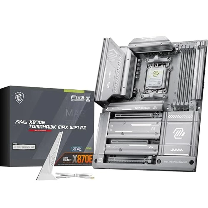 MSI MAG X870E Tomahawk MAX WiFi PZ Motherboard, ATX - Supports AMD Ryzen 9000/8000/7000 Processors, AM5-80A SPS VRM, DDR5 Memory Boost 8400+ MT/s (OC), PCIe 5.0 x16, M.2 Gen5, Wi-Fi 7, 5G LAN by MSI - Used - Acceptable condition - CA$299.90