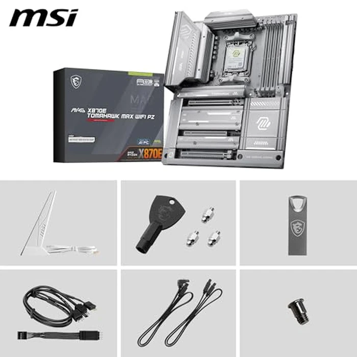 MSI MAG X870E Tomahawk MAX WiFi PZ Motherboard, ATX - Supports AMD Ryzen 9000/8000/7000 Processors, AM5-80A SPS VRM, DDR5 Memory Boost 8400+ MT/s (OC), PCIe 5.0 x16, M.2 Gen5, Wi-Fi 7, 5G LAN by MSI - Image 8