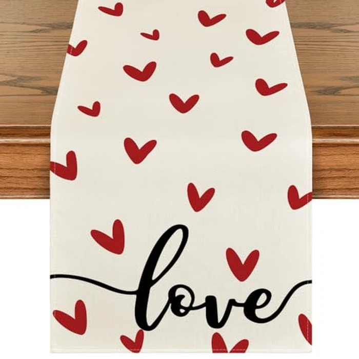 Artoid Mode White Love Valentine's Table Runner, Seasonal Anniversary Kitchen Dining Table Decoration for Home Party 13x120 Inch by Artoid Mode - Used - Like New condition