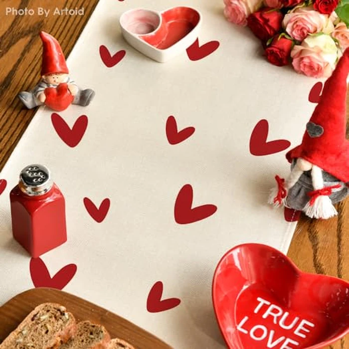 Artoid Mode White Love Valentine's Table Runner, Seasonal Anniversary Kitchen Dining Table Decoration for Home Party 13x120 Inch by Artoid Mode - Image 4