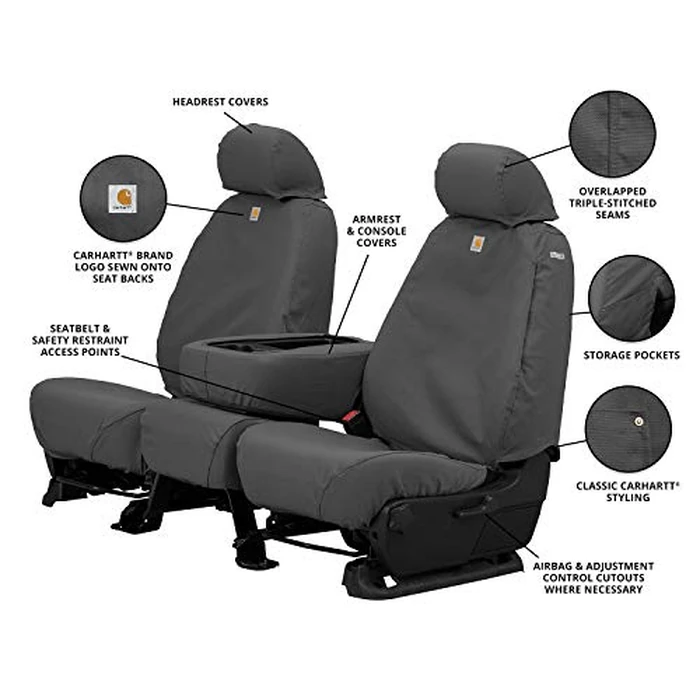 Covercraft - SSC3328CAGY Carhartt SeatSaver Front Row Custom Fit Seat Cover for Select Ford F-250 Super Duty/F-350 Super Duty Models - Duck Weave (Gravel) by Covercraft - Image 5