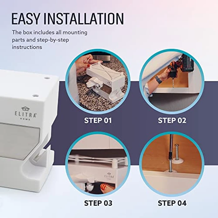 Elitra Home 3 in 1 Under the Cabinet Electric Can Opener, Blade Sharpener, Bottle Opener, Under The Counter Mount, For Large And Small Cans (White) by ELITRA HOME - Image 3