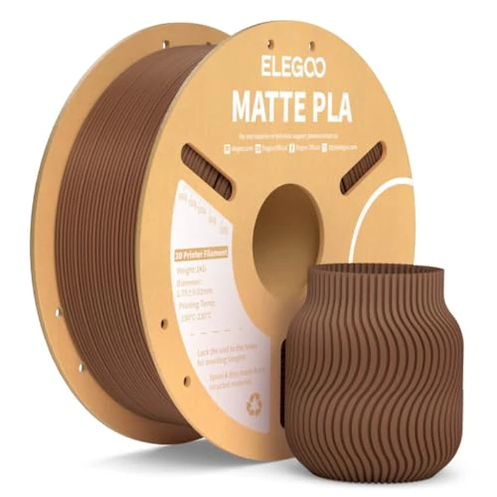ELEGOO Matte PLA Filament Earth Brown 1KG, 1.75mm 3D Printer Filament Dimensional Accuracy +/- 0.02mm, 1kg Carboard Spool (2.2lbs) for Most FDM 3D Printers by ELEGOO - Used - Very Good condition - CA$21.49