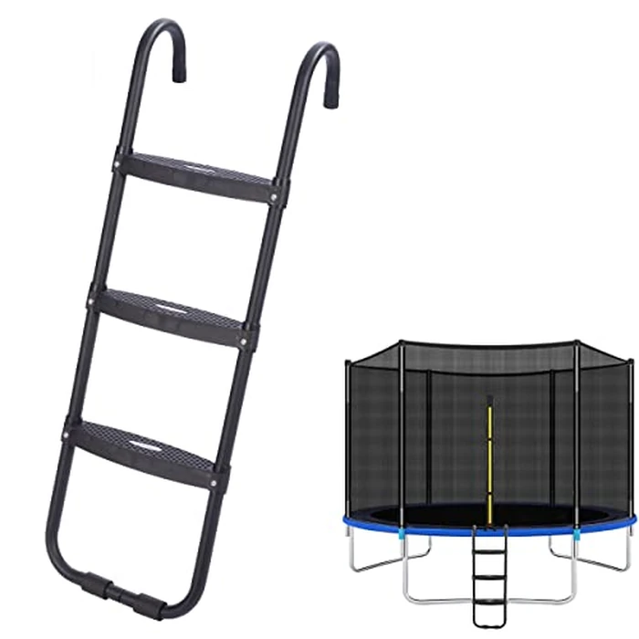Upgrade Wide-Step Ladder for Trampoline, Heavy-Duty Steel Ladder with Non-Slip Plastic Steps, Durable and Easy Install (Three-Steps) by WNOEY - Used - Like New condition - CA$39.89
