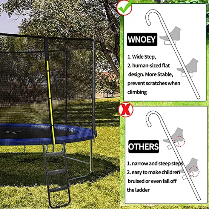 Upgrade Wide-Step Ladder for Trampoline, Heavy-Duty Steel Ladder with Non-Slip Plastic Steps, Durable and Easy Install (Three-Steps) by WNOEY - Image 3