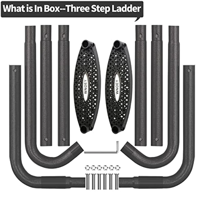 Upgrade Wide-Step Ladder for Trampoline, Heavy-Duty Steel Ladder with Non-Slip Plastic Steps, Durable and Easy Install (Three-Steps) by WNOEY - Image 5