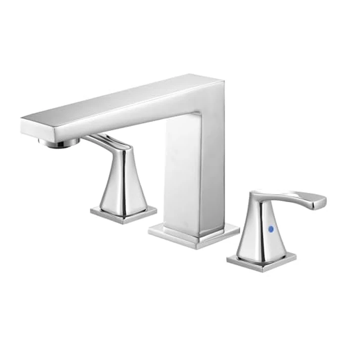 VEVOR Roman Tub Faucet, 3 Hole Waterfall Bathtub Faucet, Bath Tubs Faucets Set with 2 Handles, Roman Tub Faucets Deck Mount for Pet Washing, Baby Care, Adult Bathing, Silver, Right-Angle Tub Faucet by VEVOR - Image 1