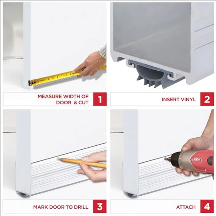 M-D Building Products 68593 U Shaped Aluminum Door Sweep with Vinyl Seal & Kick Plate - Front Door Weather Stripping Bottom Seal, Energy Saving Door Bottom Extender for Exterior Doors, 36 Inch Silver by M-D Building Products - Image 5