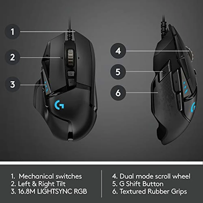 Logitech G502 Hero High Performance Wired Gaming Mouse, Hero 25K Sensor, 25,600 DPI, RGB, Adjustable Weights, 11 Programmable Buttons, On-Board Memory, PC/Mac, Black by Logitech G - Image 5