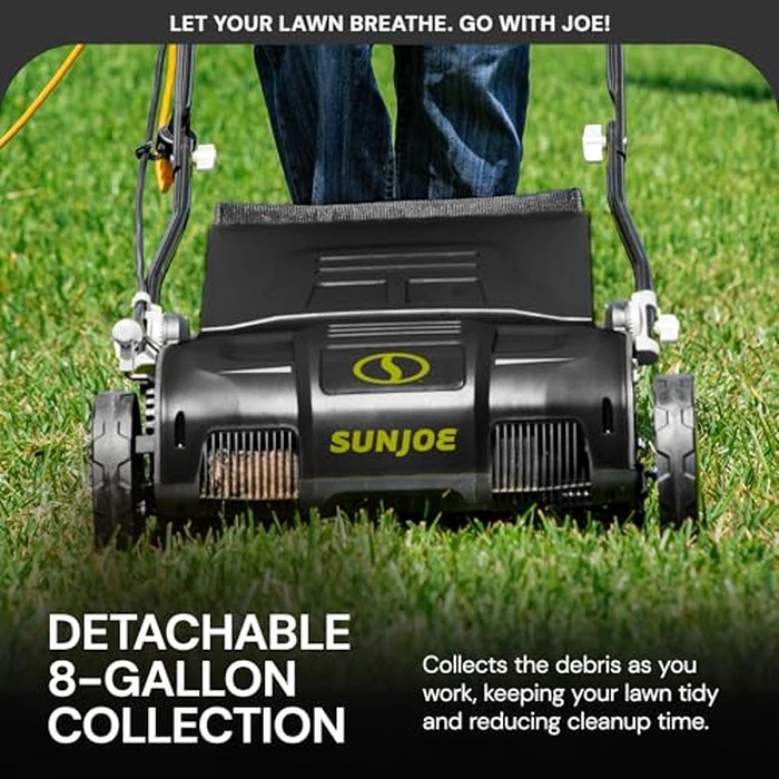 Sun Joe Corded Electric Dethatcher & Scarifier with 8-Gal Bag, 12.6-Inch Cutting Width, 12-Amp Motor - Heavy-Duty Yard Trimmer for Gardening Care and Lawn Maintenance, AJ801E by Sun Joe - Image 3