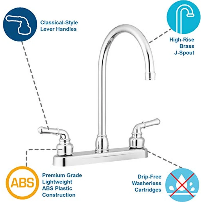 Pacific Bay Lynden Modern High Arc Kitchen Sink Faucet - Metallic Plating Over ABS Plastic - (Polished Chrome) by Pacific Bay - Image 3