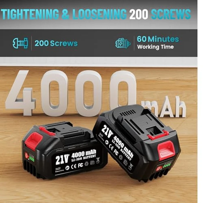 Seesii 1000N.m (738ft-lbs) Cordless Impact Wrench High Torque,1/2" Brushless Impact Gun w/Two 4.0Ah Battery,Fast Charger, 5 Sockets & Storage Case, Electric Impact Wrench for Car Truck,WH760 by Seesii - Image 3