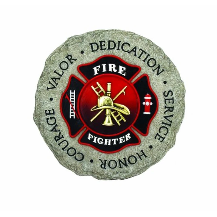 Spoontiques Firefighter Stepping Stone Outdoor Garden Décor, Multicolor by Spoontiques - Image 1