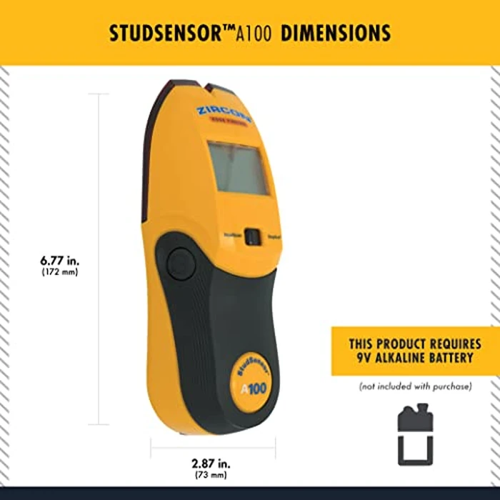 Zircon StudSensor A100 Stud Finder and Wall Scanner - Edge Locating Stud Detector with WireWarning AC Detection - Easy-to-Read Display and Ergonomic Grip for Home and Professional Use by Zircon - Image 6