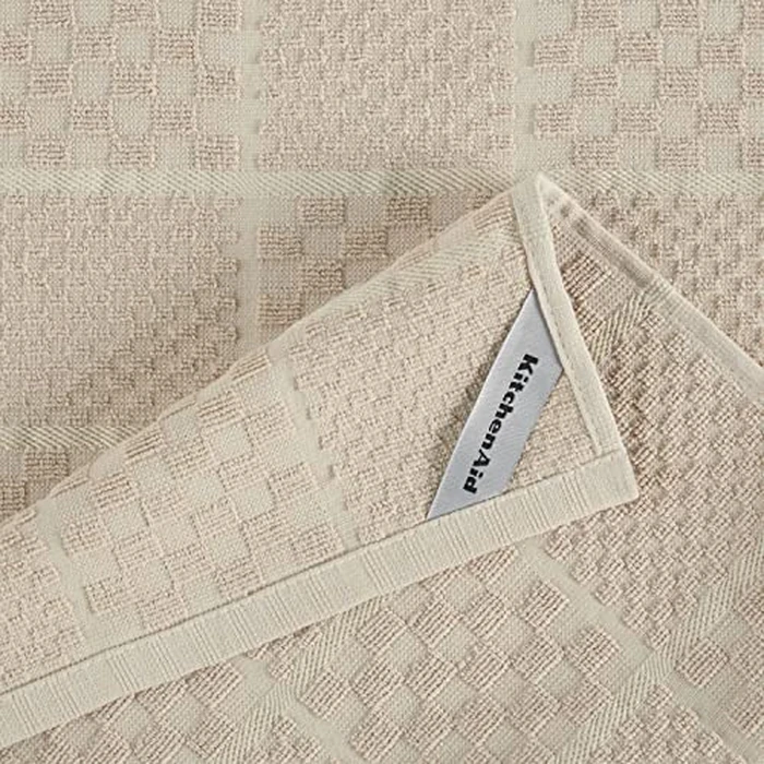 KITCHENAID Quilted Cotton Terry Cloth Oven Mitt, Pot Holder, Kitchen Towel 4-Pack Set, Heat Resistant, Silicone Grip, 16"x26", 7"x13" & 7"x10", Milkshake by KitchenAid - Image 8