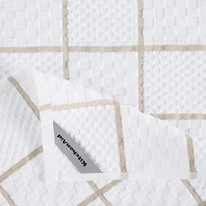 KITCHENAID Quilted Cotton Terry Cloth Oven Mitt, Pot Holder, Kitchen Towel 4-Pack Set, Heat Resistant, Silicone Grip, 16"x26", 7"x13" & 7"x10", Milkshake by KitchenAid - Image 9