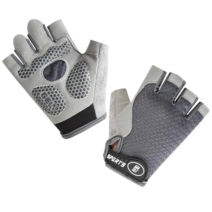 aifitbre Bike Gloves for Kids - Fingerless Cycling Gloves Silicone Anti-Slip Mesh for Breathability for Boys and Girls Outdoor Sports, Grey by aifitbre - Image 1