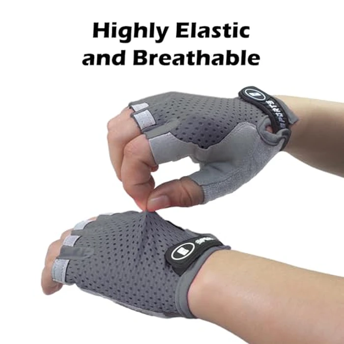 aifitbre Bike Gloves for Kids - Fingerless Cycling Gloves Silicone Anti-Slip Mesh for Breathability for Boys and Girls Outdoor Sports, Grey by aifitbre - Image 3