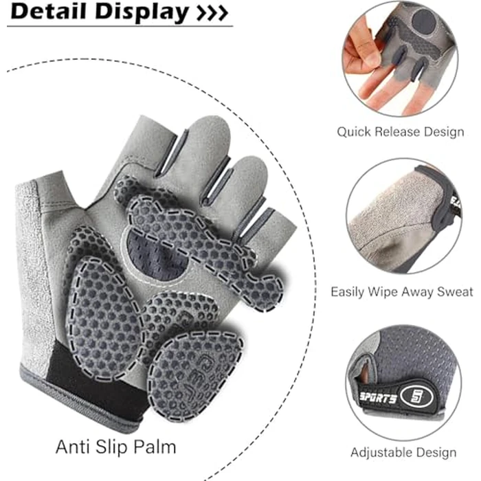 aifitbre Bike Gloves for Kids - Fingerless Cycling Gloves Silicone Anti-Slip Mesh for Breathability for Boys and Girls Outdoor Sports, Grey by aifitbre - Image 4
