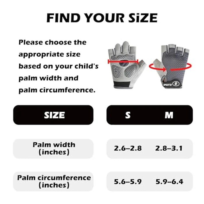 aifitbre Bike Gloves for Kids - Fingerless Cycling Gloves Silicone Anti-Slip Mesh for Breathability for Boys and Girls Outdoor Sports, Grey by aifitbre - Image 5