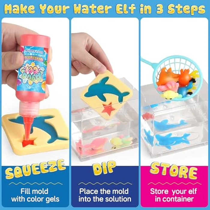Aqua Fairy Water Gel Kit for Kid, Magic Water Elf Toy Kits with 12PCS Magic Gel and Animal Molds-Gift for Christmas,Birthday,New Year,Creative Art Craft Kit for Girls 6 7 8 10 Year Old by wookidel - Image 2