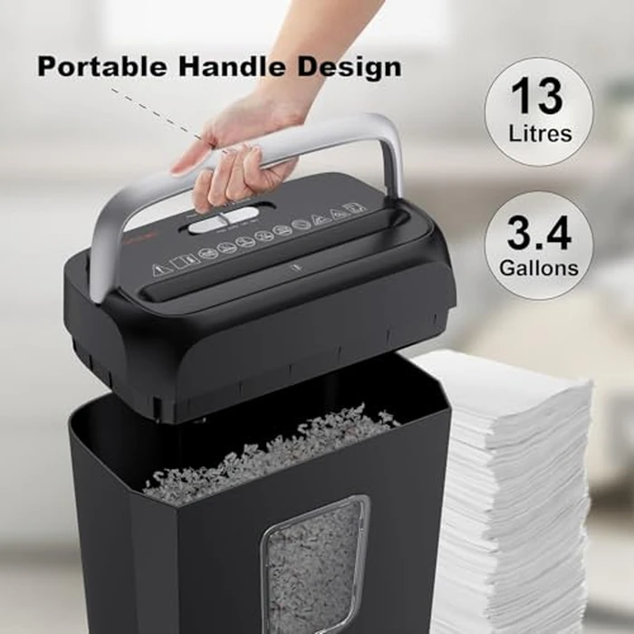 Bonsaii Paper Shredder for Home Use, 3.4 Gal Wastebasket, 6 Sheet Crosscut Paper Credit Cards, Staples, and Clips Shredder for Home Office Use, Portable Handle Design (C237-B New Version) by bonsaii - Image 5