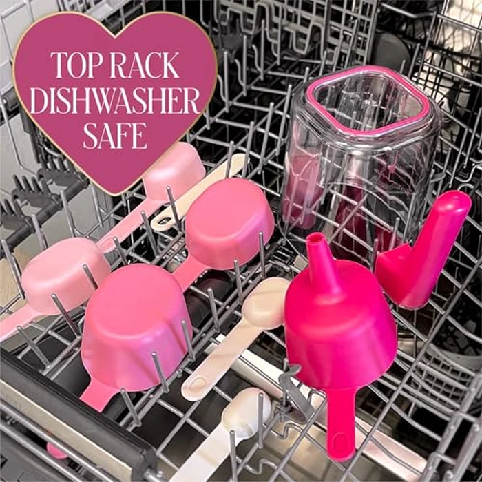 Paris Hilton 9-Piece Measuring Set, Durable Plastic Measuring Cups and Spoons With Funnel and Leveler, Dishwasher Safe, Pink by Paris Hilton - Image 7