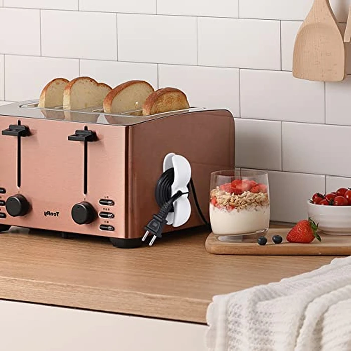 SisBroo Cord Organizer for Appliances, 4PCS Kitchen Appliance Cord Winder Cable Organizer, Cord Holder Cord Wrapper for Appliances Stick on Pressure Cooker, Mixer, Blender, Coffee Maker, Air Fryer by SisBroo - Image 2