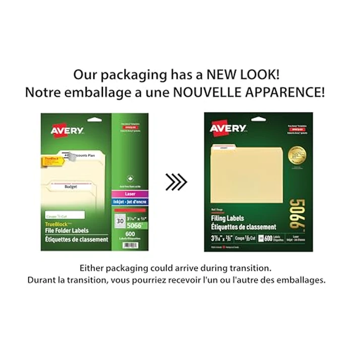 Avery Filing Labels with TrueBlock Technology for Laser/Inkjet Printers, 3-7/16" x 2/3", Red, File Tab Labels, Folder Labels, Rectangle, 600 Labels, Permanent (5066) Made in Canada by Avery - Used - Good condition - CA$18.57